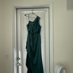 Adrianna Papell One Shoulder Emerald Dress
